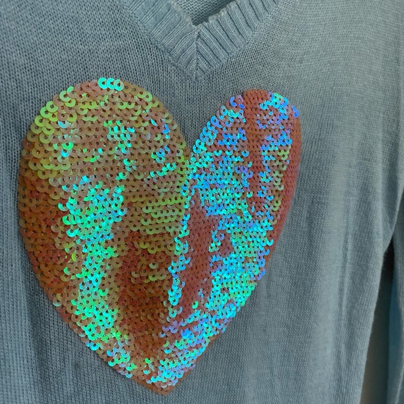 Like new Wildfox white label lightweight sequin heart pullover xs - Picture 6 of 9
